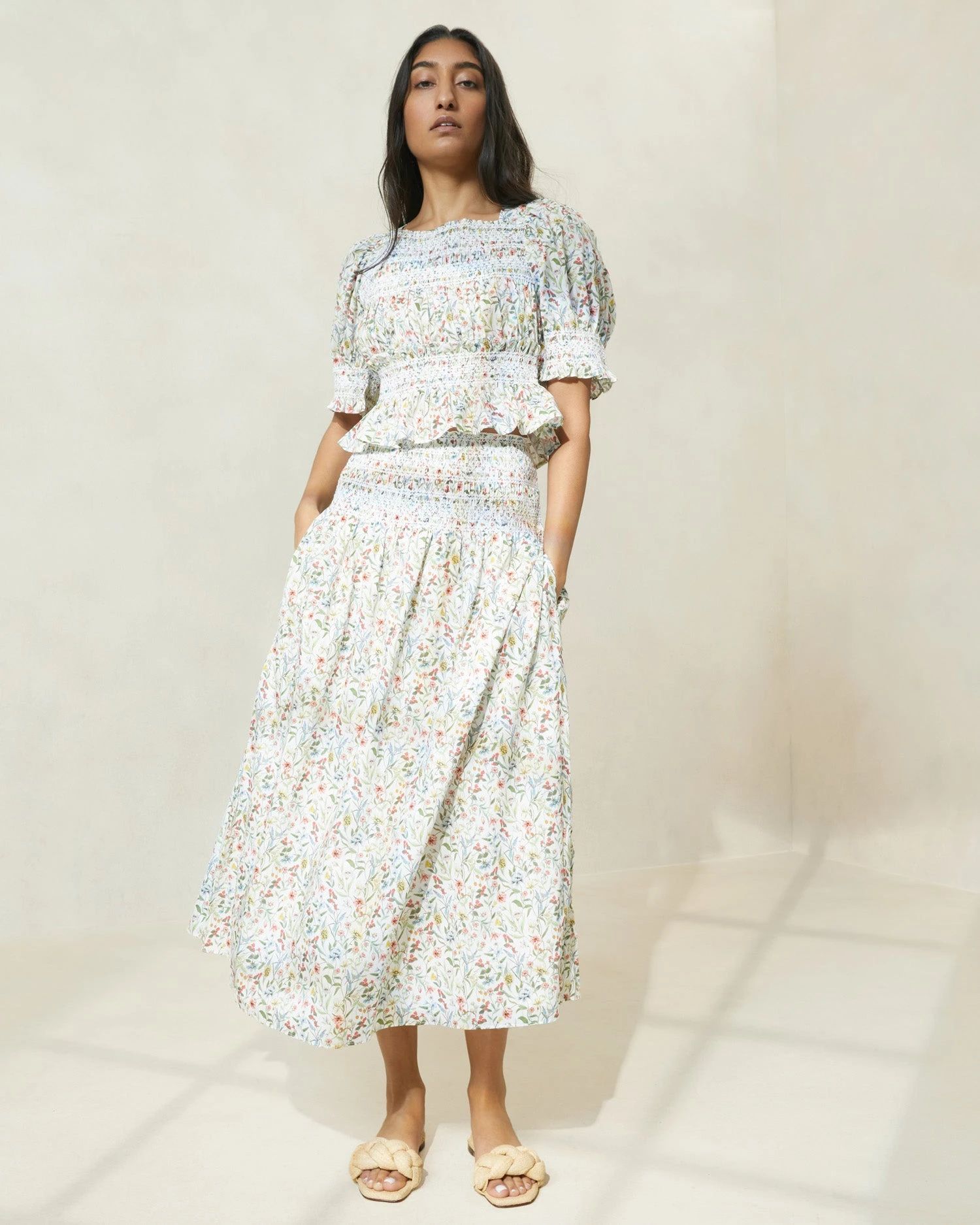 Loeffler Randall Theodora Floral Cinched-Waist Midi Skirt 3 Loeffler Randall Theodora Floral Cinched-Waist Midi Skirt