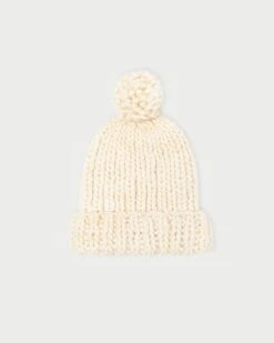 Loeffler Randall Ava Cream Knit Pompom Hat