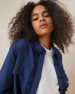 Loeffler Randall Zeke Indigo Eyelet Chore Coat -Loeffler Randall ZEKE CTN INDIGO 3